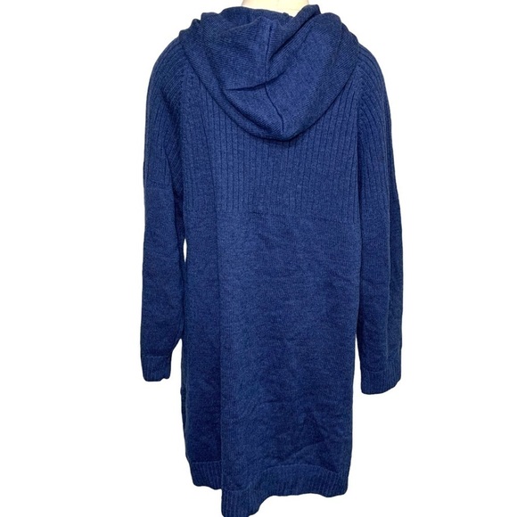 NWT Raffi Blue Hooded Cardigan Sweater Extra Fine Merino Wool Relax Minimalist S - Picture 3 of 14